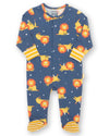 Lion & Mouse Organic Cotton Baby Sleepsuit - Kite