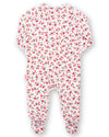 Floral patterned baby onesie on a white background