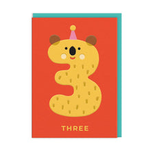  Age 3 Koala Birthday Card - Ohh Deer