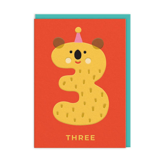 Age 3 Koala Birthday Card - Ohh Deer
