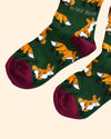🦊 Fox Socks - Child Bamboo Socks - Green Socks - Bare Kind