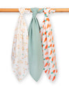 Happy Carrot Organic Cotton Muslin Cloths 3 Pack – Baby Muslin Squares - Kite
