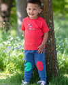 Organic Cotton Knee Patch Joggers – Poppy & Yellow - Kite