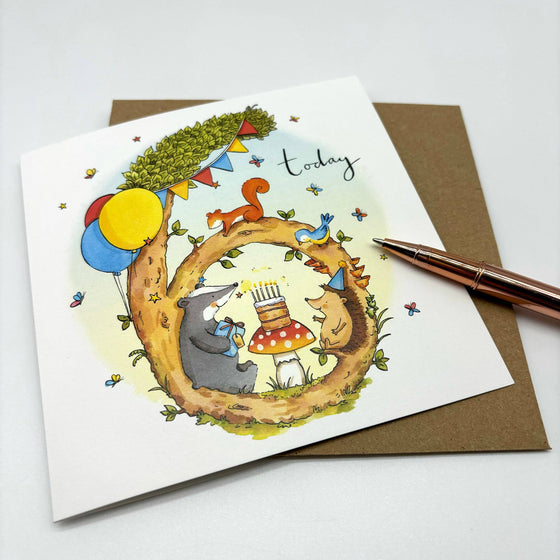 6th Birthday Card - Woodland Hedgehog - Ink Snail Limited