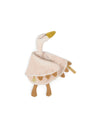 Plush toy duck with a beige blanket on a white background