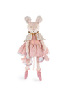 Plush mouse toy in a dress with a white background