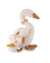 Plush toy of a goose with a smaller goose on its back against a white background