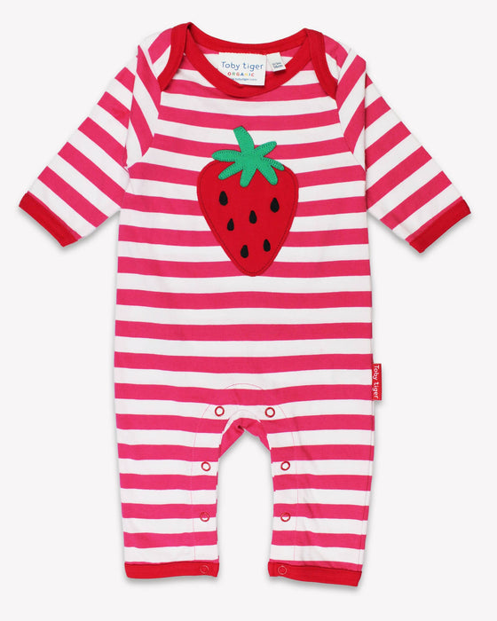 Organic Strawberry Applique Baby grow - Toby Tiger