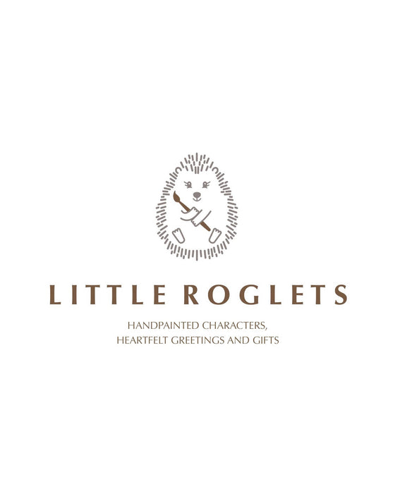 Logo for Little Roglets with decorative text and design elements on a white background