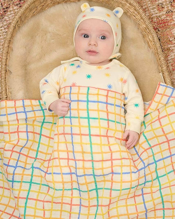 Rainbow Check Large Muslin Swaddle Blanket - Organic Cotton - The Bonnie Mob