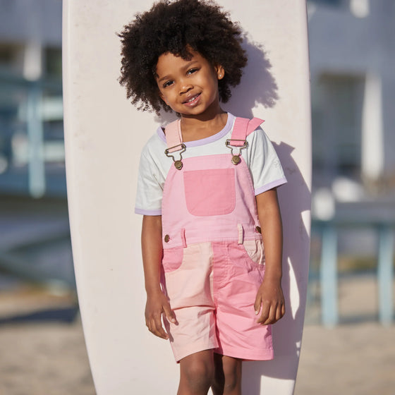 Tonal Colour Block Shorts - Pink - Dotty Dungarees