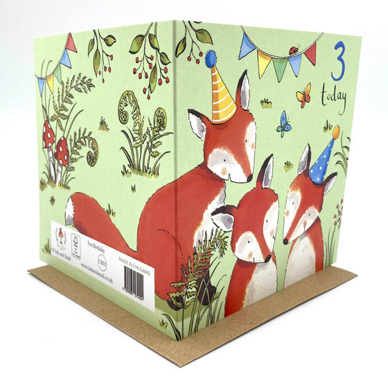 3rd Birthday Card - Fox - Ink Snail Limited