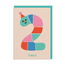  Age 2 Rainbow Worm Birthday Card - Ohh Deer