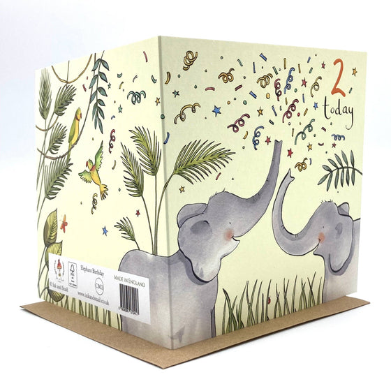 2nd Birthday Card - Elephants - Ink Snail Limited