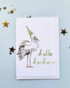 La La Lu Handsome Stork watercolour greeting card for a new baby boy.