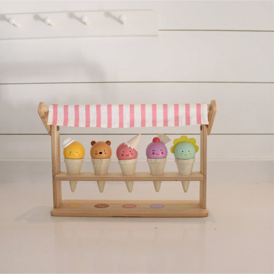 Wooden Scoops and Smiles Ice Cream Stand - Tender Leaf Toys