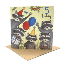  5th Birthday Card - Racoons - Ink Snail Limited