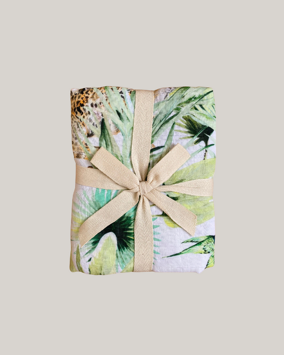 Large Organic Cotton Muslin Swaddle Blanket - Jungle Print - Solstice Stories