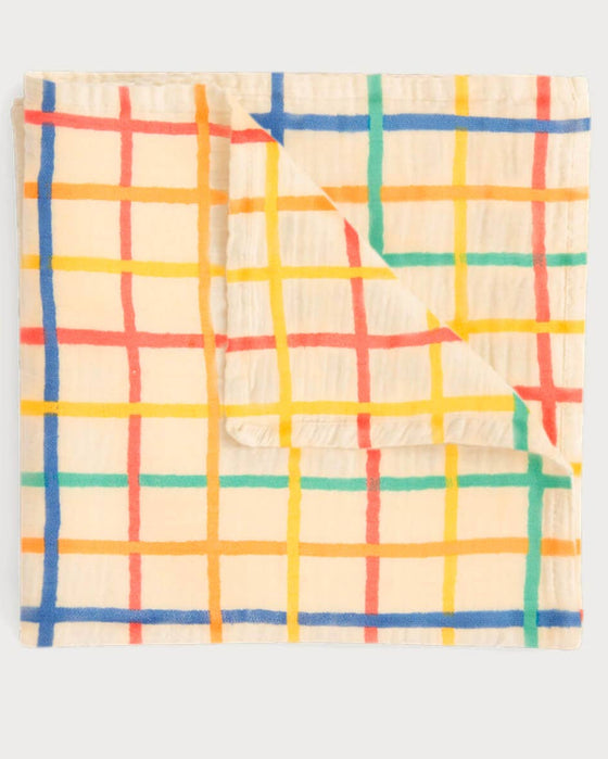 Rainbow Check Large Muslin Swaddle Blanket - Organic Cotton - The Bonnie Mob