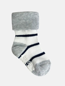  Non-Slip Stay On Socks in Navy Wide Stripe - The Little Sock Company