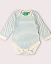 Little Green Radicals Blue Bears organic cotton baby bodysuit 2 pack with printed and striped designs.
