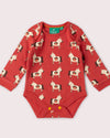 Little Green Radicals Little Unicorns organic cotton baby bodysuit 2 pack with printed and striped designs.