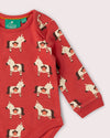 Little Green Radicals Little Unicorns organic cotton baby bodysuit 2 pack with printed and striped designs.