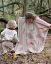 Little Green Radicals Folk Tales organic cotton knitted baby blanket, 100 x 75cm.