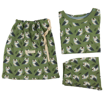 Pyjamas In A Bag - Owl, Green - Pigeon Organics