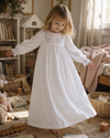 Lavender Dream Nightdress - Girls Smocked Pima Cotton Nightgown with Delicate Embroidery - The Blue Zebra
