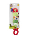 Colorful baby teething toy with packaging featuring Eric Carle branding on a white background.