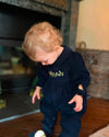 Enchanted Robin Smocked Baby Boy Romper - Navy Corduroy - The Blue Zebra