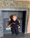Enchanted Robin Smocked Baby Boy Romper - Navy Corduroy - The Blue Zebra