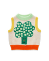 Knitted vest with broccoli design on a white background