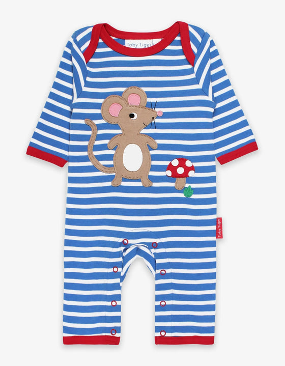 Organic Mouse and Mushroom Applique Sleepsuit - Toby Tiger