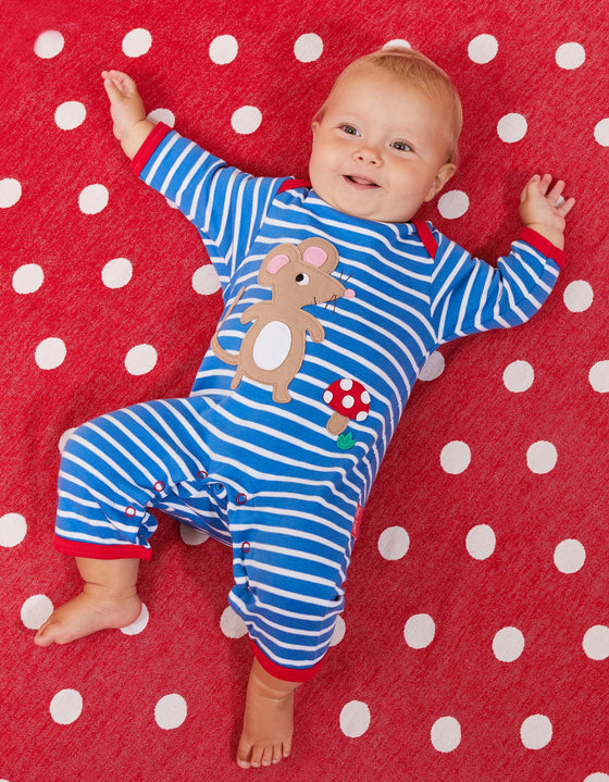Organic Mouse and Mushroom Applique Sleepsuit - Toby Tiger
