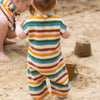 Rainbow Striped Baby Towelling Romper - Little Green Radicals