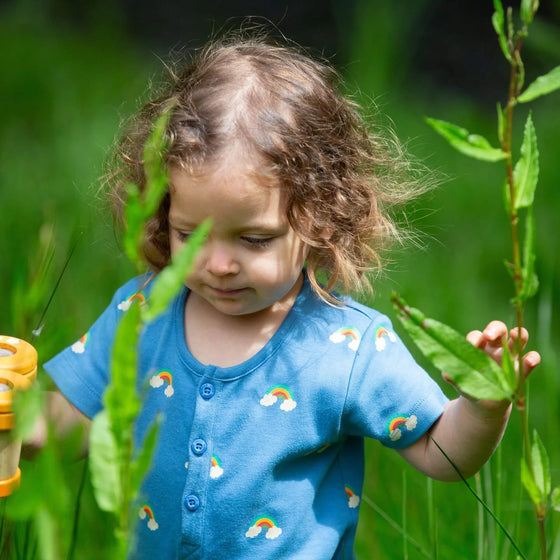 Blue Rainbows Organic Romper- Little Green Radicals