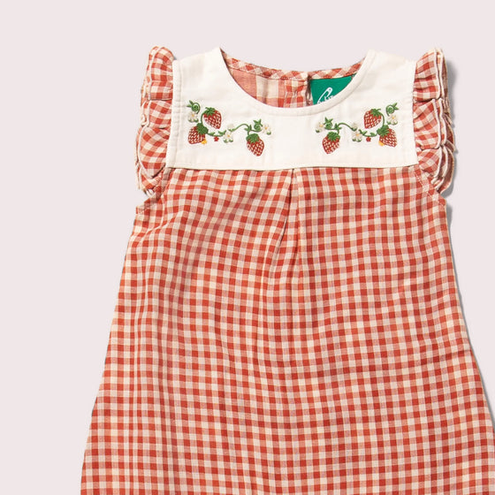 Little Red Checked Frill Summer Romper - Little Green Radicals