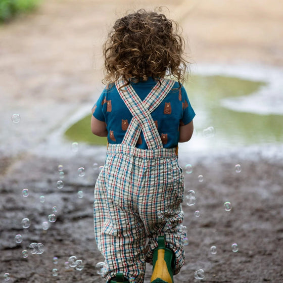 Checked Seersucker Pocket Dungaree Shorts - Little Green Radicals