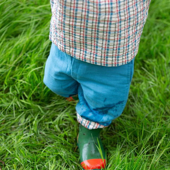 Checked Seersucker Reversible Pull On Trousers - Little Green Radicals