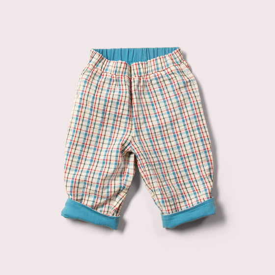 Checked Seersucker Reversible Pull On Trousers - Little Green Radicals