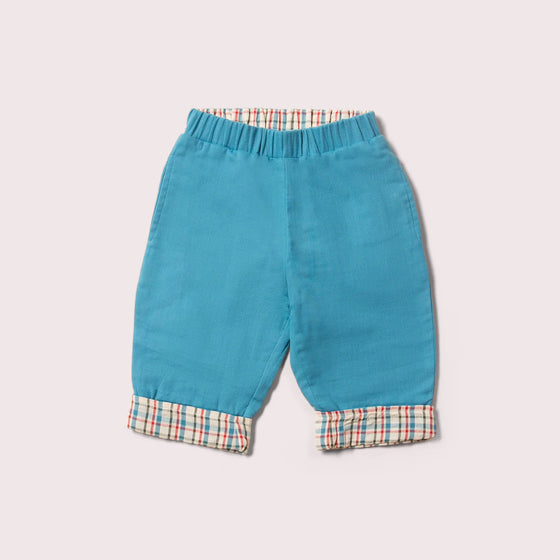 Checked Seersucker Reversible Pull On Trousers - Little Green Radicals
