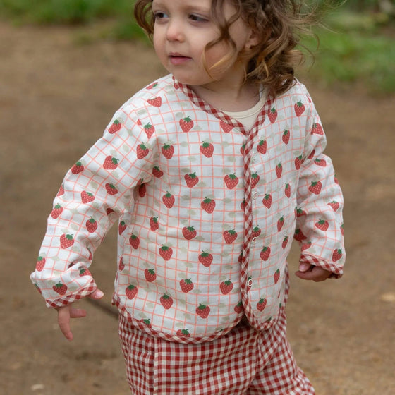 Strawberry Days Reversible Collarless Spring Jacket - Little Green Radicals