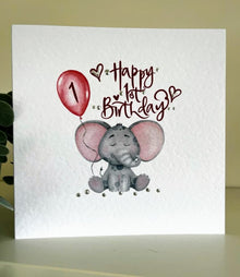  Age One Elephant Birthday Card - Coppertop Cards