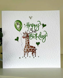  Age 3 Giraffe Birthday Card - Coppertop Cards