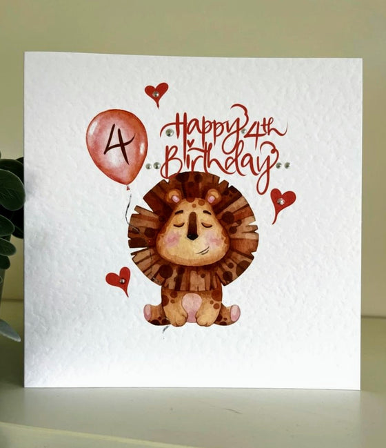 Age 4 Lion Birthday Card - Coppertop Cards