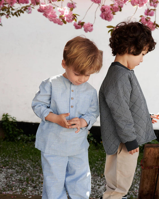 Shirt Bjørk – Organic Cotton Striped Long Sleeve Shirt - Wheat