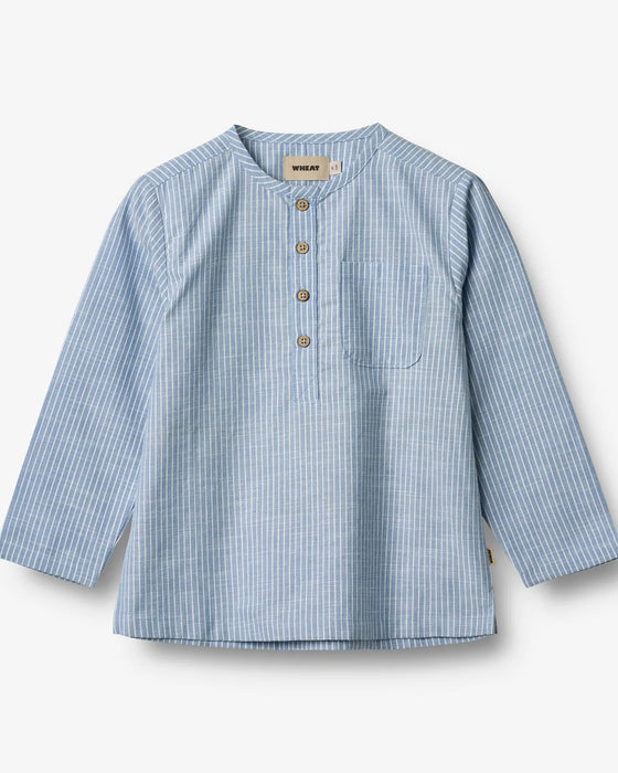 Shirt Bjørk – Organic Cotton Striped Long Sleeve Shirt - Wheat