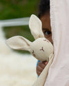 Little Green Radicals Rabbit organic cotton muslin baby comforter.